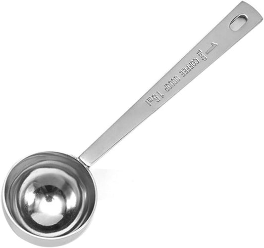 Coffee Scoops, 1 PC 15 ML (1 TPSP) 304 Stainless Steel Tablespoon Long Handle Measuring Tablespoon Fits Container for Ground, Brewing, Milk Brewin (5.7Inches)